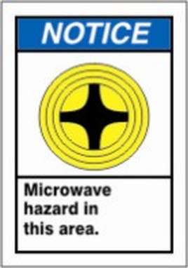 ANSI Notice Safety Label: Microwave Hazard In This Area 5" x 3 1/2" Adhesive Dura Vinyl 1/Each - LRAD800XVE
