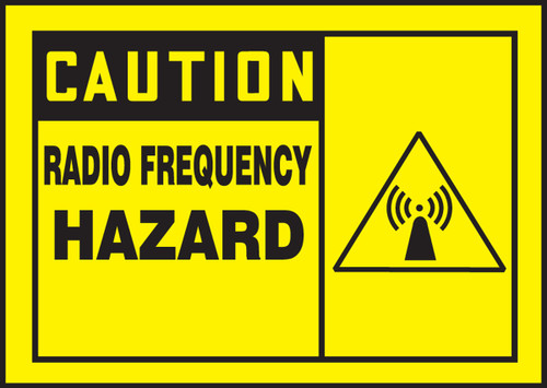 OSHA Caution Safety Label: Radio Frequency Hazard 3 1/2" x 5" Adhesive Dura Vinyl 1/Each - LRFQ600XVE