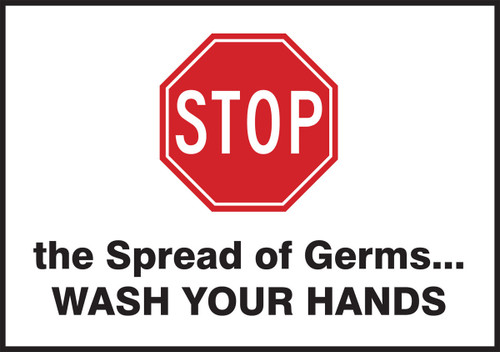 Safety Label: Stop The Spread Of Germs - Wash Your Hands 3 1/2" x 5" - LRST503XVE