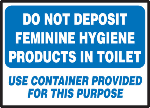 Safety Label: Do Not Deposit Feminine Hygiene Products in Toilet - Use Container Provided For This Purpose 3 1/2" x 5" Adhesive Vinyl 5/Pack - LRST516VSP