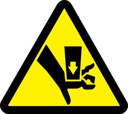 ISO Safety Label: Warning - Keep Hands Out - 2003/2011 4" Adhesive Dura-Vinyl - LSGW1414