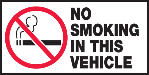 Safety Label: No Smoking In This Vehicle 1 1/2" x 3" - LSMK503VSP