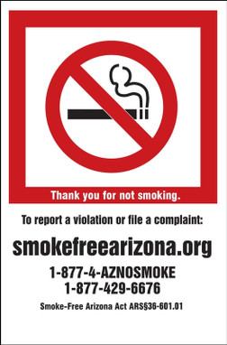 Smoking Control Safety Labels 5" x 3 1/2" Static Cling Vinyl 1/Each - LSMK507
