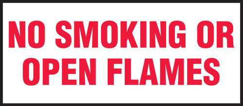 Safety Label: No Smoking Or Open Flames 3" x 7" Adhesive Dura Vinyl 1/Each - LSMK525XVE