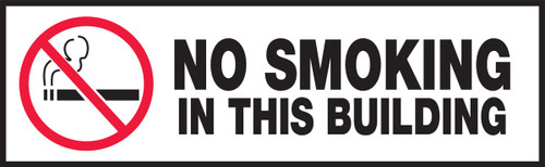 Safety Label: No Smoking In This Building 3" x 10" Adhesive Vinyl 10/Pack - LSMK527VSP