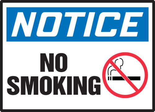 OSHA Notice Safety Label: No Smoking 3 1/2" x 5" Adhesive Vinyl 5/Pack - LSMK821VSP