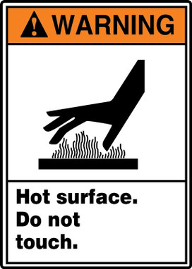 ANSI Warning Safety Label: Hot Surface - Do Not Touch. 5" x 3 1/2" Adhesive Vinyl 5/Pack - LWLD306VSP