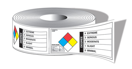 NFPA Diamond Identifier Roll Labels: Chemical Classification Identifier 1 1/2" x 3 7/8" Adhesive Coated Paper - LZN125PS