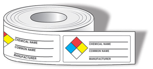 NFPA Diamond Identifier Roll Labels: Common Chemical Identifier 1 1/2" x 3 7/8" Adhesive Coated Paper 500/Roll - LZN601PS