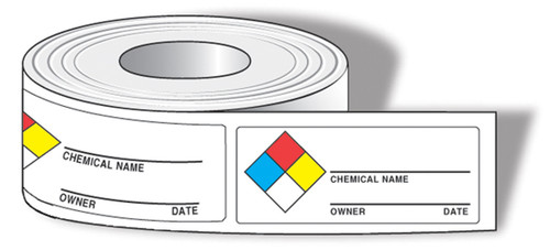 NFPA Diamond Identifier Roll Labels: Chemical Identifier 1 1/2" x 3 7/8" Adhesive Coated Paper 500/Roll - LZN602PS