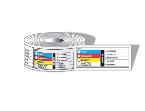 HMCIS Roll Label: Chemical Classification Identifier 1 1/2" x 3 7/8" Adhesive Coated Paper 500/Roll - LZS615PS