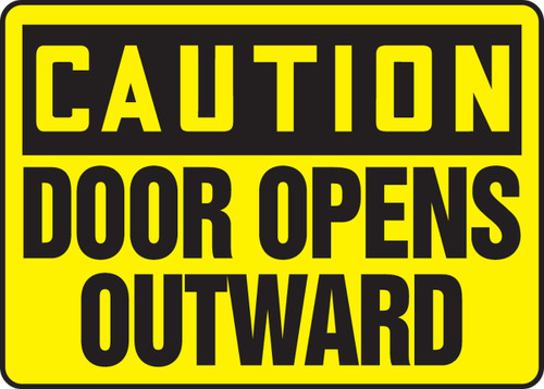 OSHA Caution Safety Sign: Door Opens Outward 10" x 14" Plastic 1/Each - MABR626VP