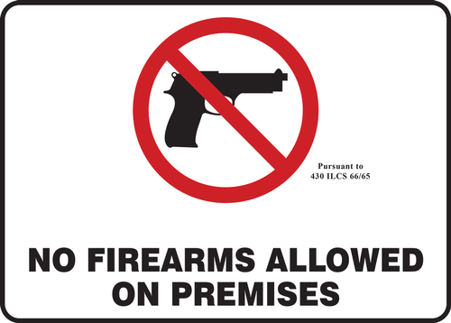 Safety Sign: No Firearms Allowed On Premises 7" x 10" Adhesive Vinyl - MACC552VS