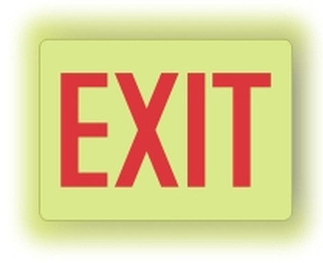 Lumi-Glow Plus Safety Sign: Exit 10" x 14" Lumi-Glow Plus+ Adhesive 1/Each - MADC501GH