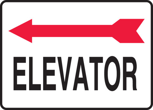 Safety Sign: Elevator (Left Arrow Above) 10" x 14" Aluminum 1/Each - MADC509VA