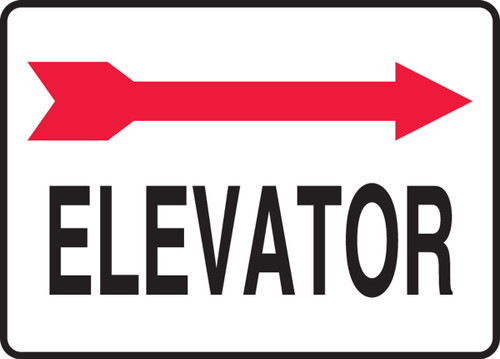 Safety Sign: Right Arrow- Elevator 10" x 14" Adhesive Vinyl 1/Each - MADC510VS