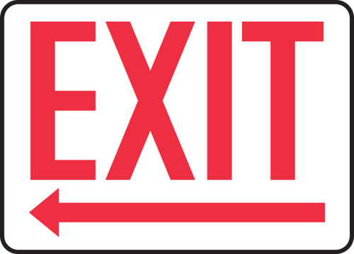 Safety Sign: Exit (Left Arrow Below) 10" x 14" Adhesive Vinyl - MADC532VS