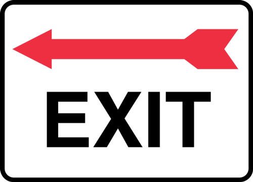 Safety Sign: Exit (Left Arrow Above) 10" x 14" Adhesive Vinyl 1/Each - MADC538VS