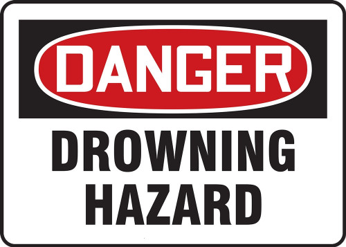 OSHA Danger Safety Sign: Drowning Hazard 10" x 14" Aluminum 1/Each - MADM030VA