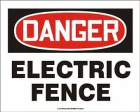 OSHA Danger Safety Sign: Electric Fence 10" x 14" Adhesive Vinyl 1/Each - MADM033VS