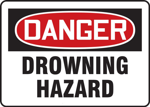 OSHA Danger Safety Sign: Drowning Hazard 7" x 10" Aluminum 1/Each - MADM036VA