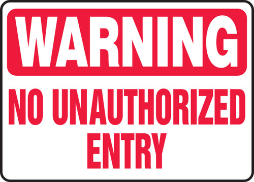 Warning Safety Sign: No Unauthorized Entry 10" x 14" Adhesive Vinyl 1/Each - MADM310VS