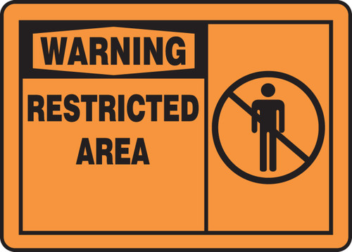 OSHA Warning Safety Sign: Restricted Area 10" x 14" Adhesive Dura-Vinyl 1/Each - MADM314XV