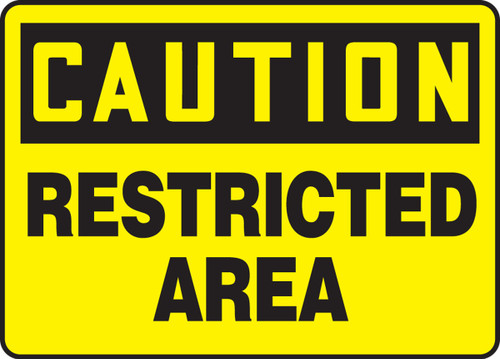 OSHA Caution Safety Sign: Restricted Area 10" x 14" Adhesive Dura-Vinyl 1/Each - MADM604XV