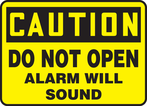 OSHA Caution Safety Sign: Do Not Open Alarm Will Sound 10" x 14" Aluma-Lite 1/Each - MADM609XL