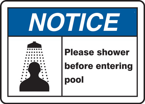 ANSI Notice Safety Sign: Please Shower Before Entering Pool 10" x 14" Dura-Fiberglass 1/Each - MADM707XF