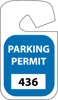 Parking Permit - Rearview Mirror - Blue - 001-100 - PP14A