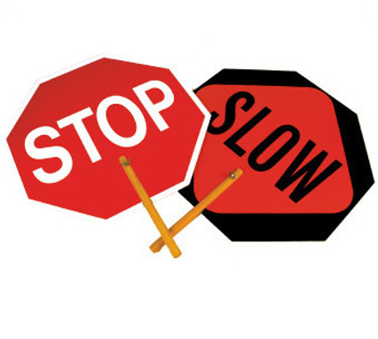 SAFE-T-PADDLE SIGNS, STOP/SLOW PADDLE, 18 IN, .040 ALUMINUM 