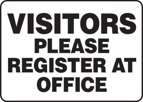 Safety Sign: Visitors Please Register At Office 10" x 14" Adhesive Dura-Vinyl 1/Each - MADM966XV