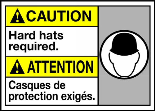 Bilingual ANSI Caution Safety Sign: Hard Hats Required 10" x 14" Aluma-Lite 1/Each - MAFC618XL