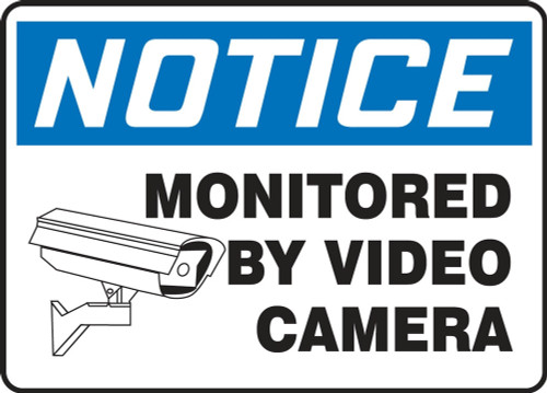 OSHA Notice Safety Sign: Monitored By Video Camera 10" x 14" Dura-Fiberglass 1/Each - MASE823XF
