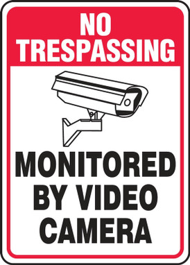 No Trespassing Safety Sign: Monitored By Video Camera 10" x 7" Adhesive Vinyl - MASE900VS