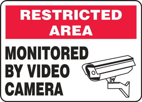 Restricted Area Safety Sign: Monitored By Video Camera 7" x 10" Adhesive Vinyl 1/Each - MASE902VS