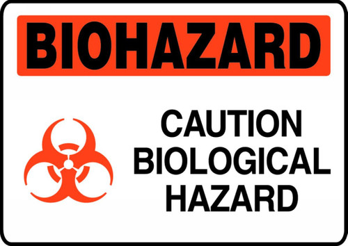 Biohazard Safety Sign: Caution Biological Hazard 10" x 14" Adhesive Dura-Vinyl 1/Each - MBHZ012XV