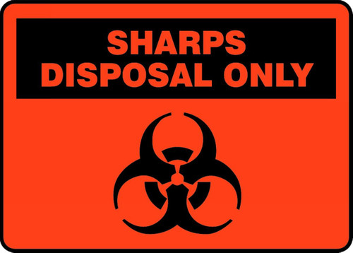 Safety Sign: Sharps Disposal Only 10" x 14" Accu-Shield 1/Each - MBHZ521XP