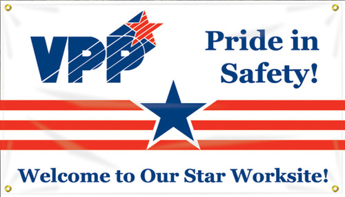VPP Banners: Pride In Safety - Welcome To Our Star Worksite 28" x 8-ft 1/Each - MBR965