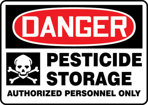OSHA Danger Safety Sign: Pesticide Storage - Authorized Personnel Only 10" x 14" Plastic 1/Each - MCAW001VP