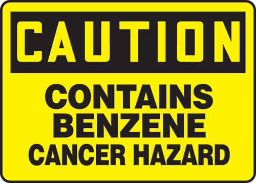 OSHA Caution Safety Sign: Contains Benzene- Cancer Hazard 10" x 14" Aluminum 1/Each - MCAW601VA