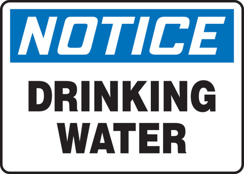 OSHA Notice Safety Sign: Drinking Water 10" x 14" Plastic 1/Each - MCAW801VP