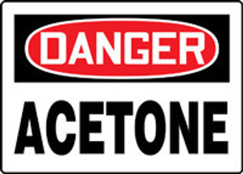 OSHA Danger Safety Sign: Acetone English 7" x 10" Adhesive Vinyl 1/Each - MCHG001VS