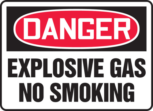OSHA Danger Safety Sign: Explosive Gas - No Smoking 7" x 10" Plastic 1/Each - MCHG058VP