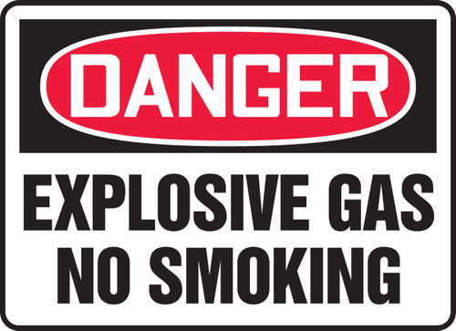 OSHA Danger Safety Sign: Explosive Gas - No Smoking 10" x 14" Dura-Fiberglass 1/Each - MCHG059XF