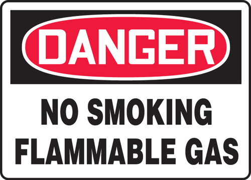 OSHA Danger Safety Sign: No Smoking Flammable Gas 10" x 14" Adhesive Dura-Vinyl 1/Each - MCHG073XV