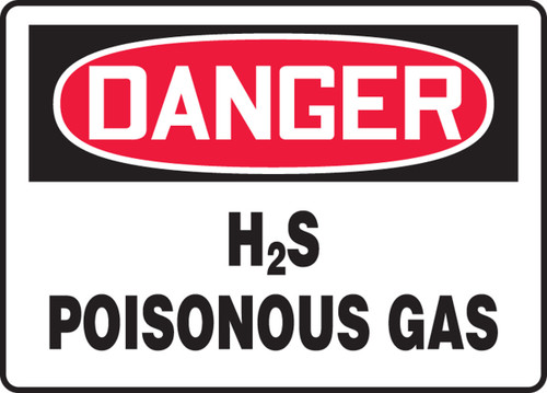 OSHA Danger Safety Sign: H2S Poisonous Gas 10" x 14" Aluminum - MCHG078VA