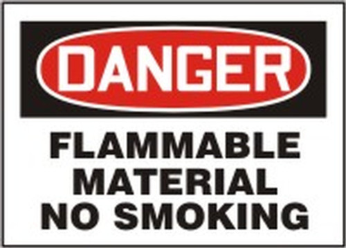 OSHA Danger Safety Sign: Flammable Material - No Smoking 10" x 14" Dura-Fiberglass 1/Each - MCHL055XF