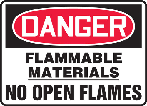 OSHA Danger Safety Sign: Flammable Materials - No Open Flames 10" x 14" Accu-Shield 1/Each - MCHL070XP
